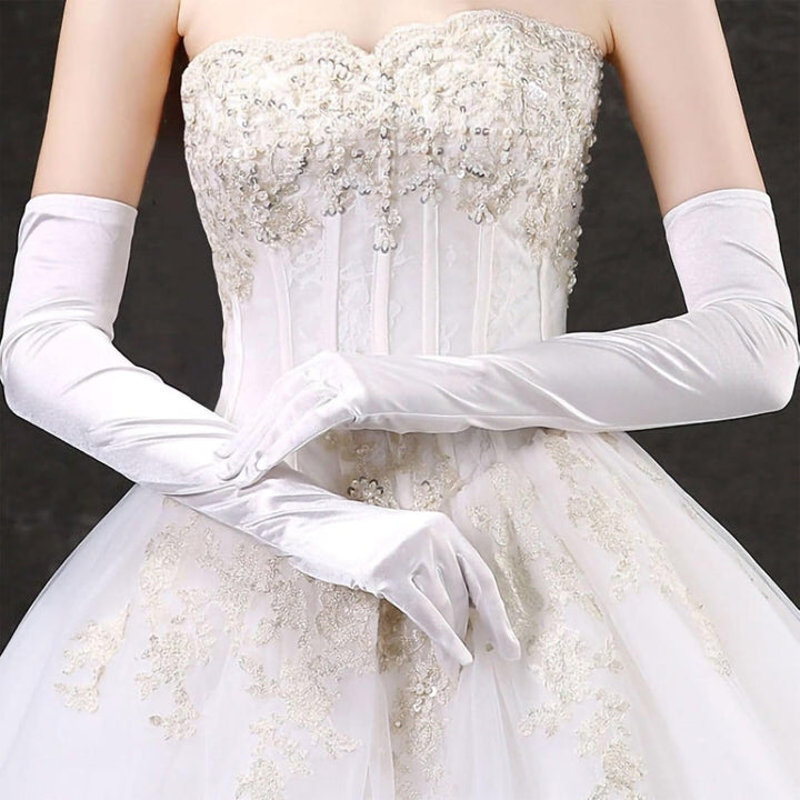 Kalsten | Satin Opera Gloves Women Long Elbow Length Costume