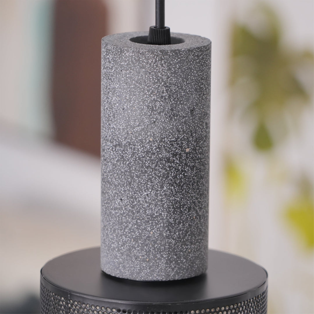 Pendant Light Cement Metal 9.8 in Adjustable Indoor Ceiling Lamp Black Grey Dining Kitchen Bedroom Accent | Kalsten