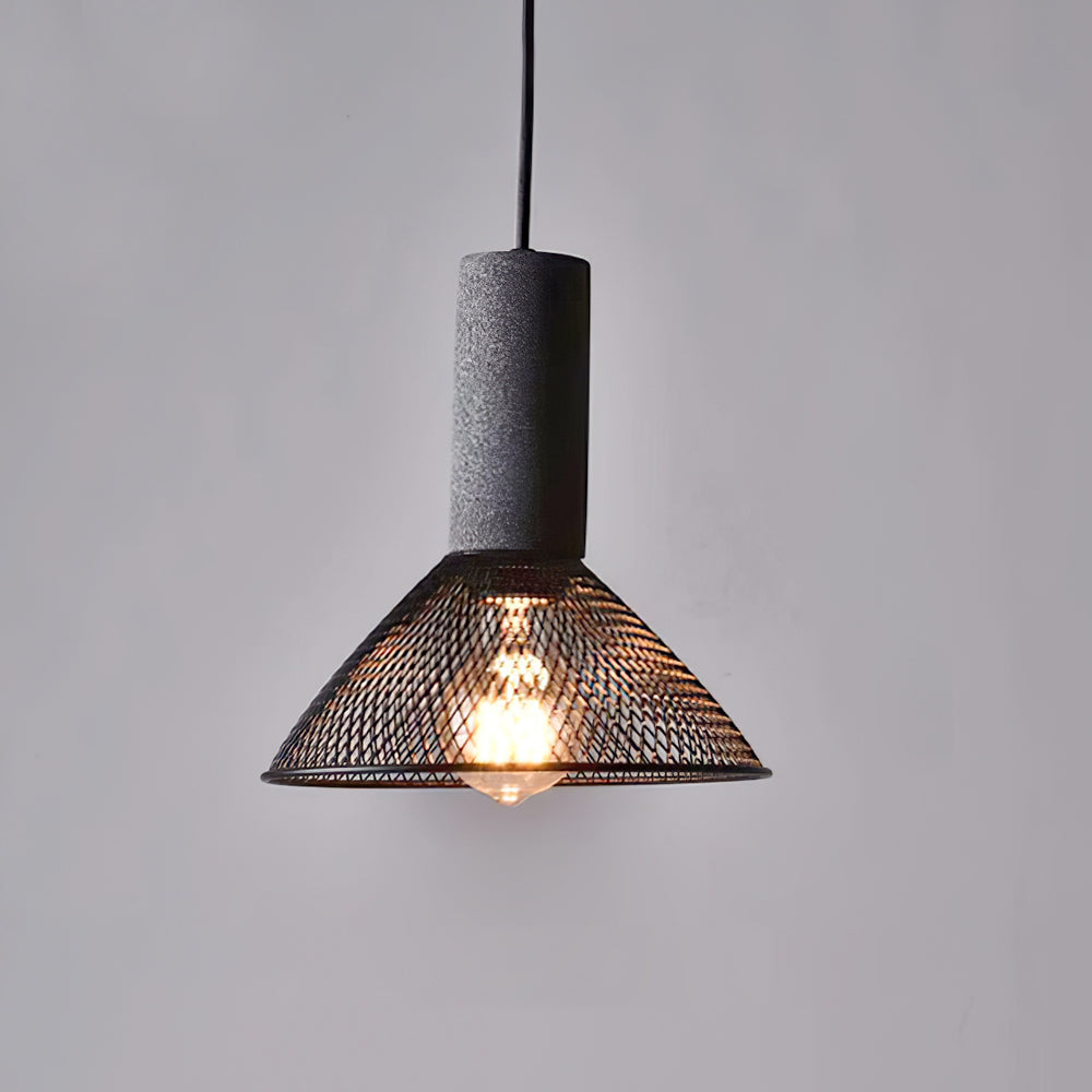 Pendant Light Cement Metal 9.8 in Adjustable Indoor Ceiling Lamp Black Grey Dining Kitchen Bedroom Accent | Kalsten