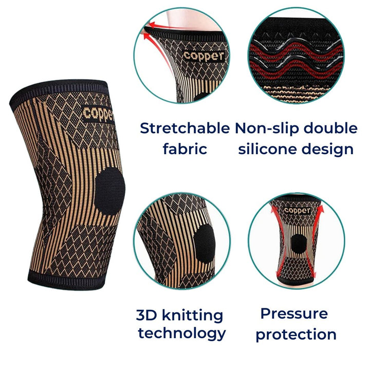 CopperFlex Knee Compression Sleeve | for Pain Relief - Support - Mobility - perfect for Athletes, Arthritis, Seniors, and Injury Recovery Kalsten