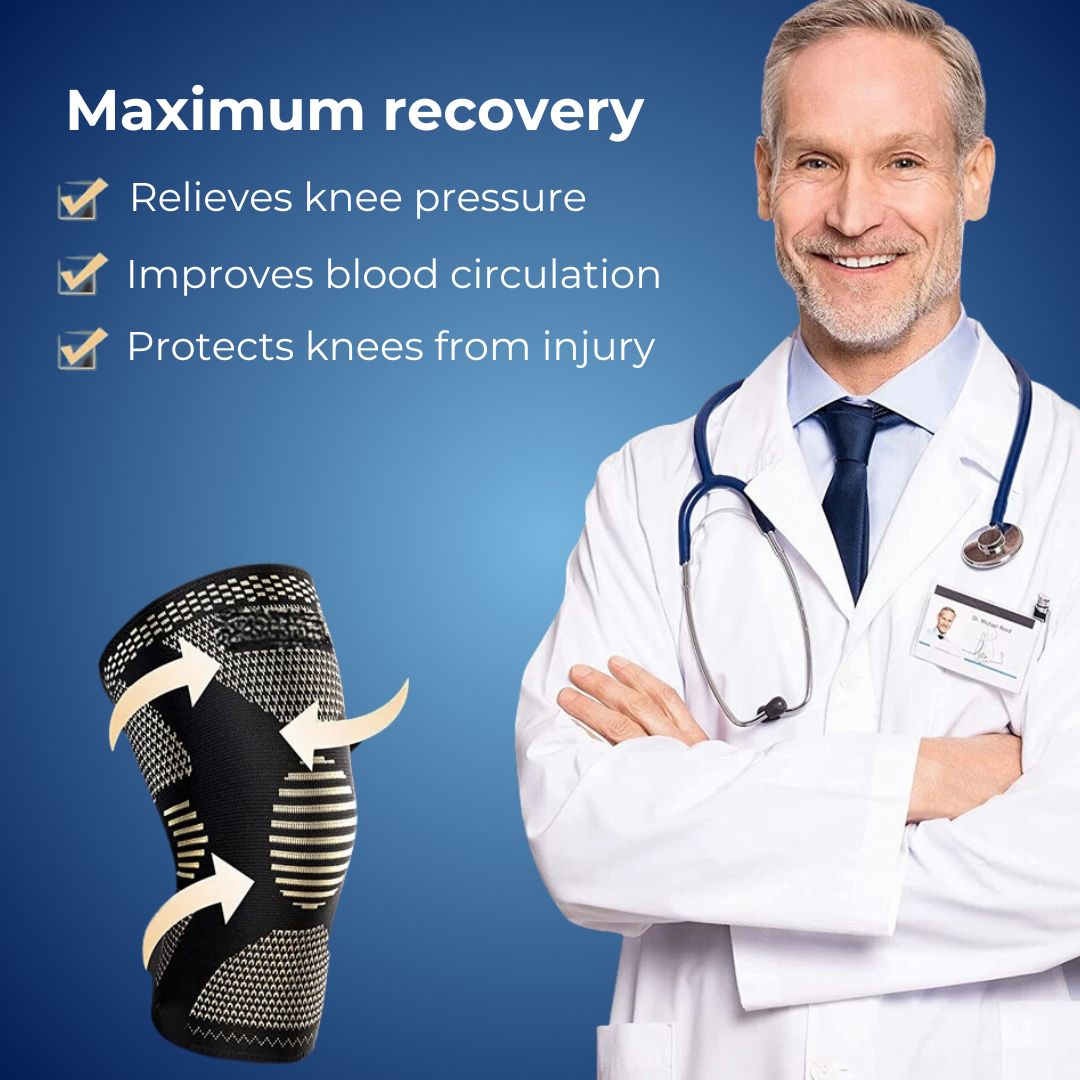 CopperFlex Knee Compression Sleeve | for Pain Relief - Support - Mobility - perfect for Athletes, Arthritis, Seniors, and Injury Recovery Kalsten