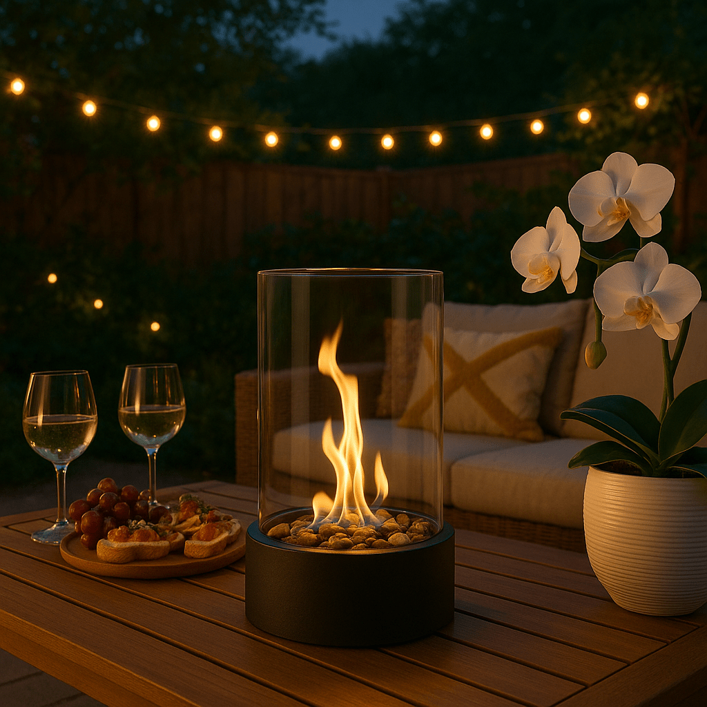 Kalsten | Modern Bioethanol Table Fireplace with Real Flame Display & Scandinavian Design