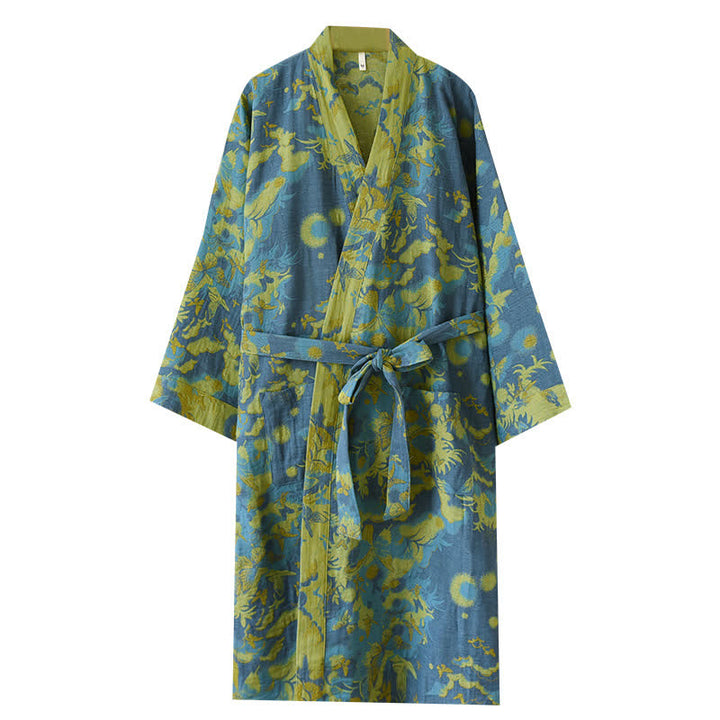 Cotton Bathrobe with Jacquard Weave and Double-layer Design
