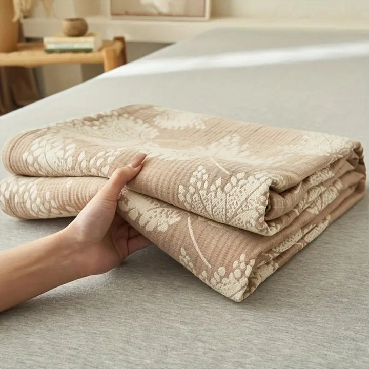 Cotton Summer Blanket, Lightweight, Breathable, Floral Vine Leaf Design