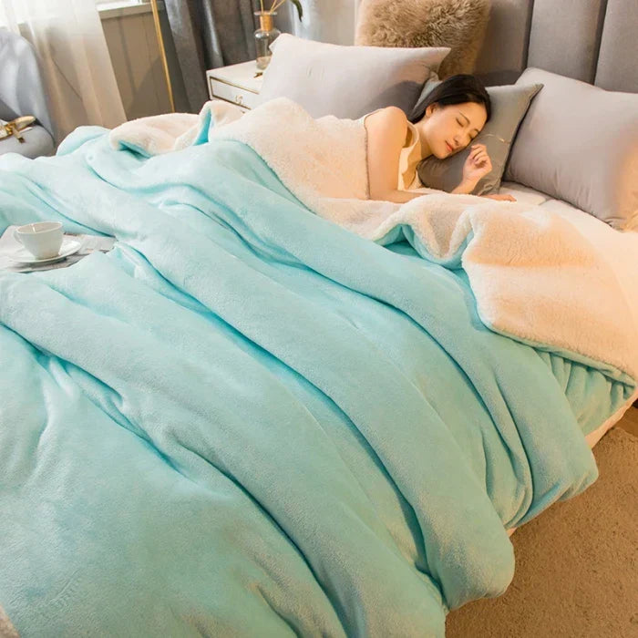 Kalsten | CozyNest Reversible Wool Blanket – Flannel & Cashmere Warm Blanket for Winter