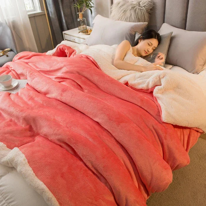 Kalsten | CozyNest Reversible Wool Blanket – Flannel & Cashmere Warm Blanket for Winter