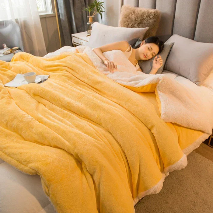 Kalsten | CozyNest Reversible Wool Blanket – Flannel & Cashmere Warm Blanket for Winter