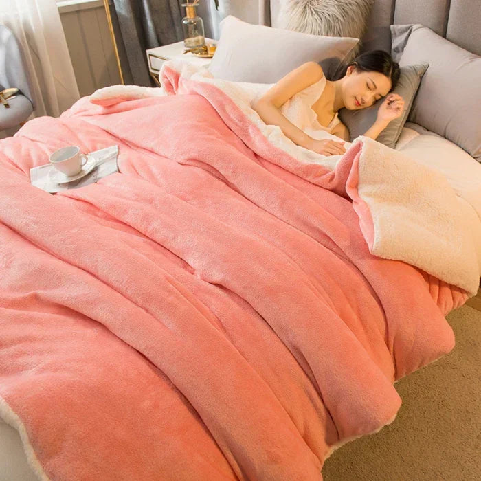 Kalsten | CozyNest Reversible Wool Blanket – Flannel & Cashmere Warm Blanket for Winter