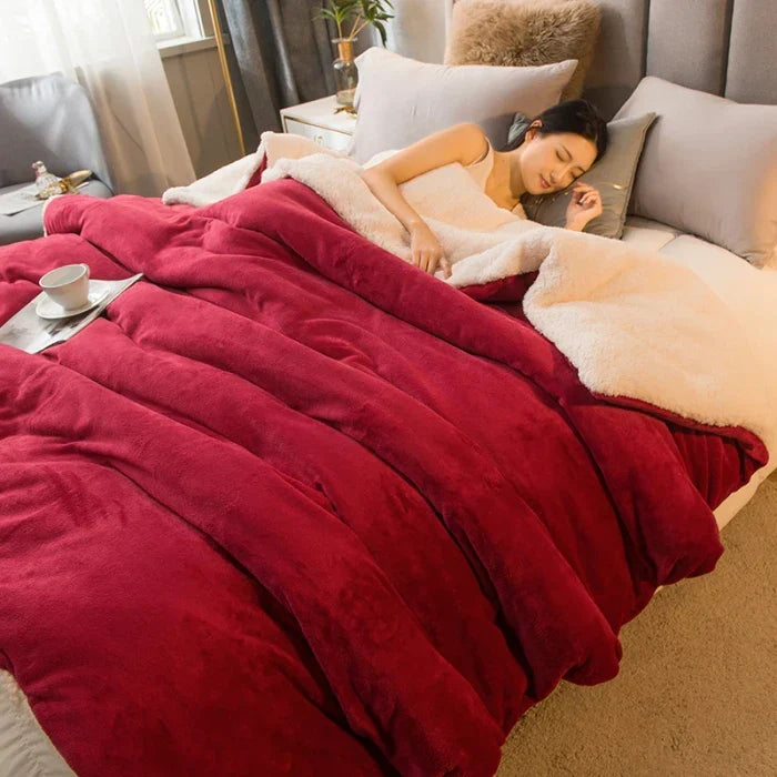 Kalsten | CozyNest Reversible Wool Blanket – Flannel & Cashmere Warm Blanket for Winter