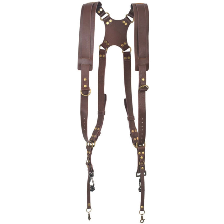 Kalsten | Quick Release Anti-Slip Dual Shoulder Leather Harness Camera Strap with Metal Hook for SLR / DSLR Cameras (Brown)