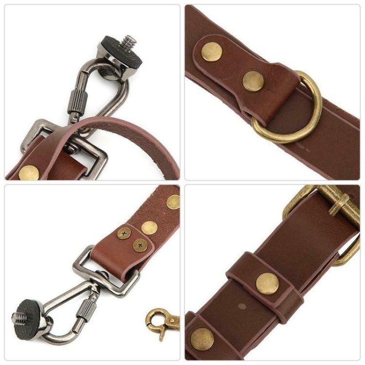 Kalsten | Quick Release Anti-Slip Dual Shoulder Leather Harness Camera Strap with Metal Hook for SLR / DSLR Cameras (Brown)