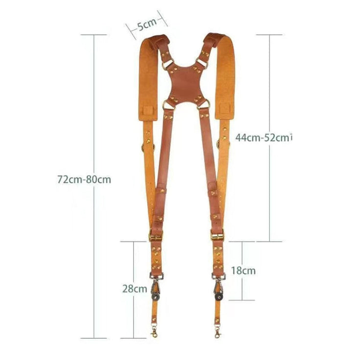 Kalsten | Quick Release Anti-Slip Dual Shoulder Leather Harness Camera Strap with Metal Hook for SLR / DSLR Cameras (Brown)