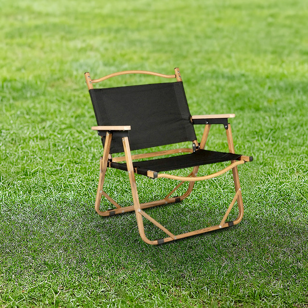 Modern Minimalist Rectangle Outdoor Carbon Steel Aluminum Alloy Beech Wood Oxford Fabric PET Foldable Portable Detachable Camping Chair Backrest Armrest For Garden | Kalsten