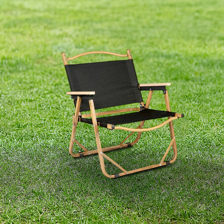 Modern Minimalist Rectangle Outdoor Carbon Steel Aluminum Alloy Beech Wood Oxford Fabric PET Foldable Portable Detachable Camping Chair Backrest Armrest For Garden | Kalsten