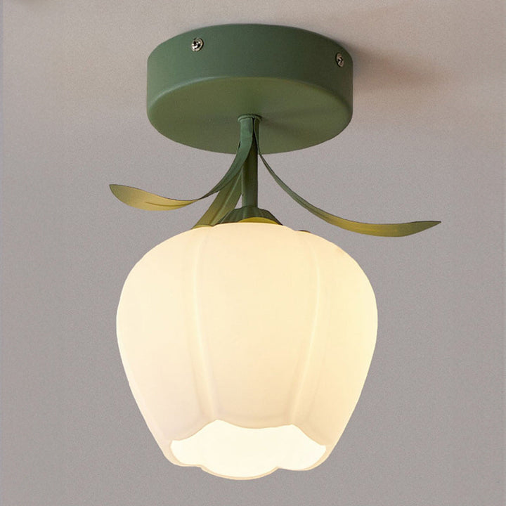 Floral Glass Shade Ceiling Lamp Noxord