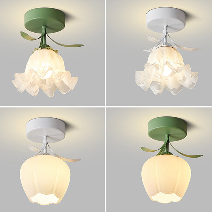 Floral Glass Shade Ceiling Lamp Noxord