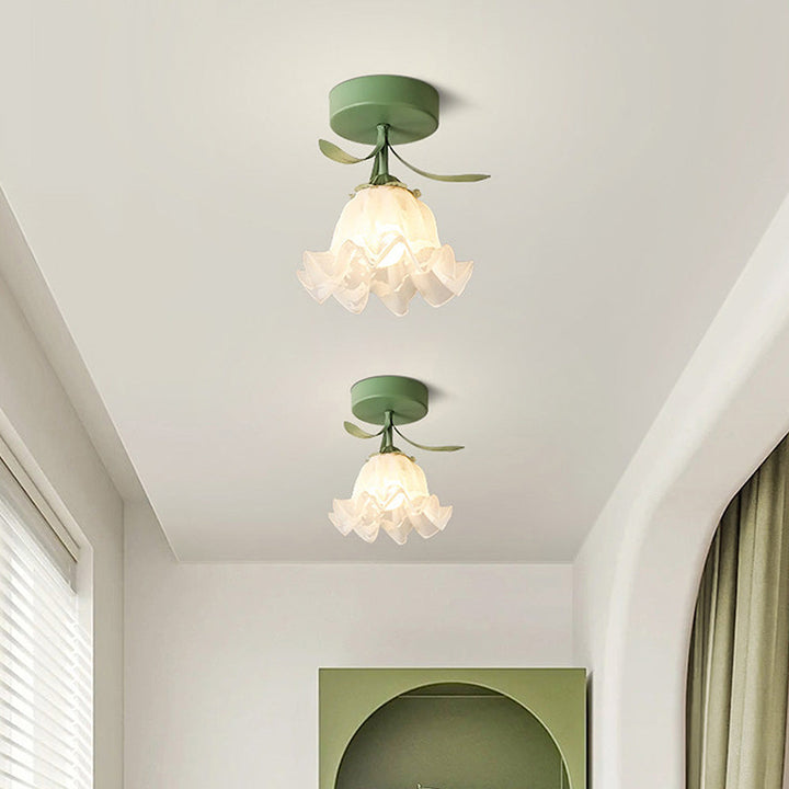 Floral Glass Shade Ceiling Lamp Noxord