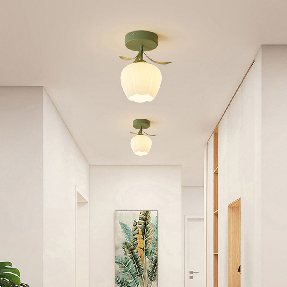 Floral Glass Shade Ceiling Lamp Noxord
