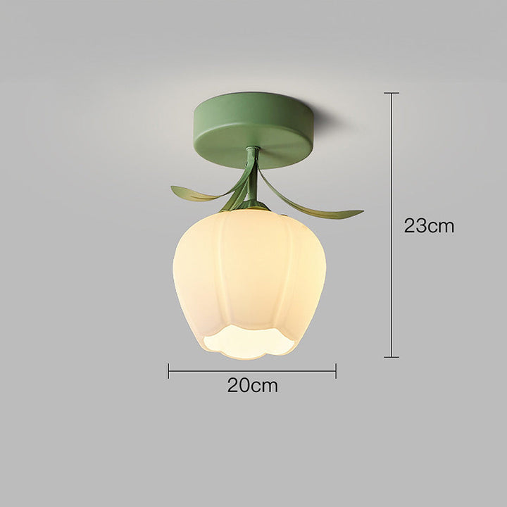 Floral Glass Shade Ceiling Lamp Noxord