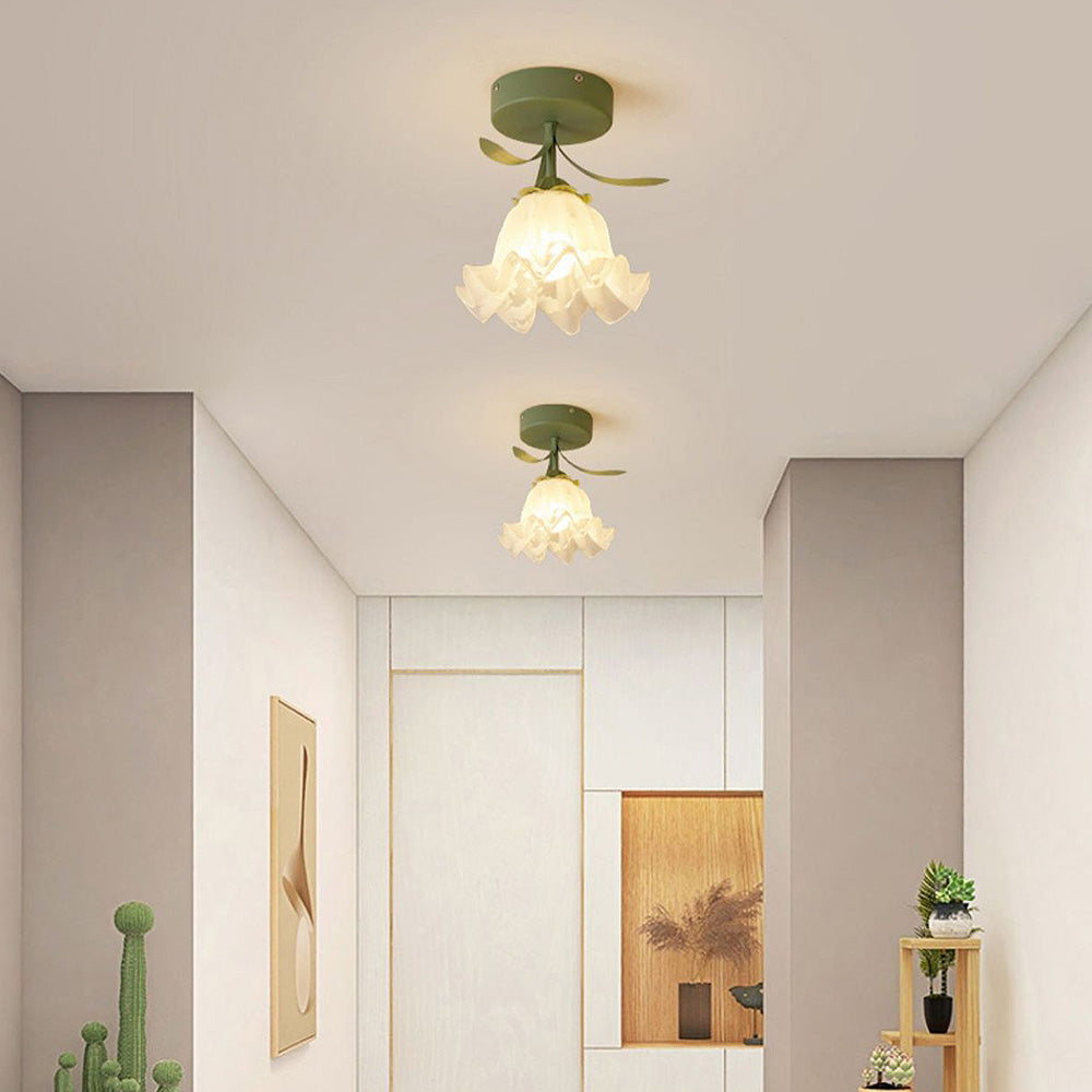 Floral Glass Shade Ceiling Lamp Noxord