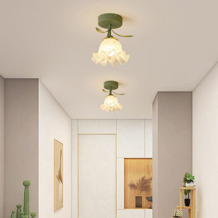 Floral Glass Shade Ceiling Lamp Noxord