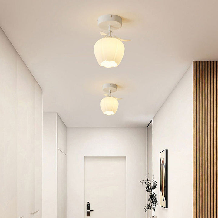 Floral Glass Shade Ceiling Lamp Noxord