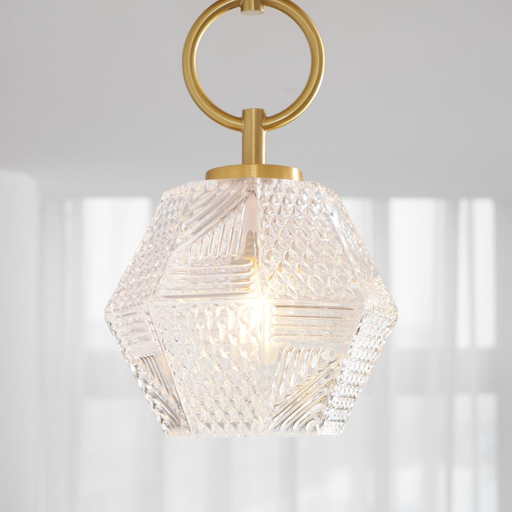 Ceiling Light Brass Diamond Cut 5.9 in Indoor Dining Room Living Room Bedroom Fixture Decorative Pendant | Kalsten