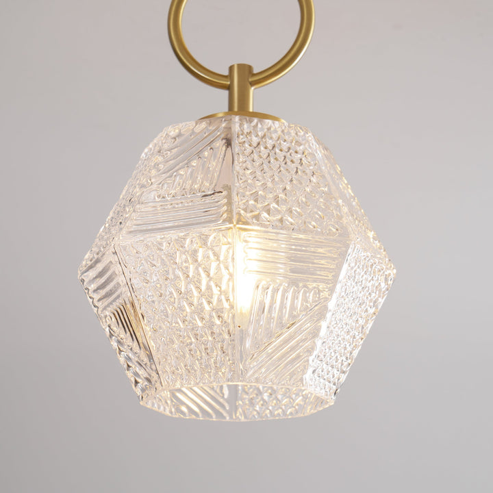 Ceiling Light Brass Diamond Cut 5.9 in Indoor Dining Room Living Room Bedroom Fixture Decorative Pendant | Kalsten