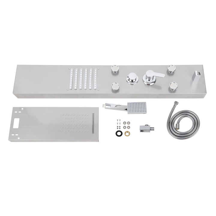 Shower panel stainless steel wall shower panel 5 functions silver | Kalsten