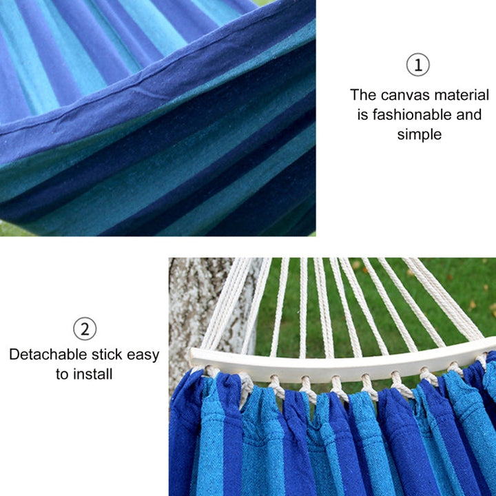 Kalsten | Outdoor Double Thick Canvas Hammock Indoor Swing, Size: 200x100cm (Dark Blue)