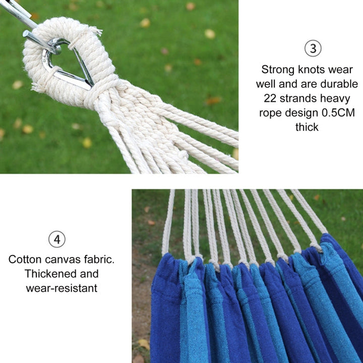 Kalsten | Outdoor Double Thick Canvas Hammock Indoor Swing, Size: 200x100cm (Dark Blue)