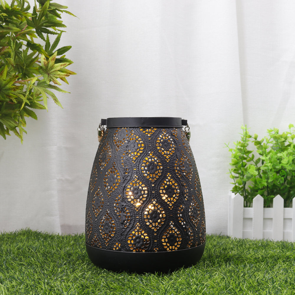 Moroccan Style Black Metal Battery Operated Table Lamp - Cordless Lamp | Kalsten