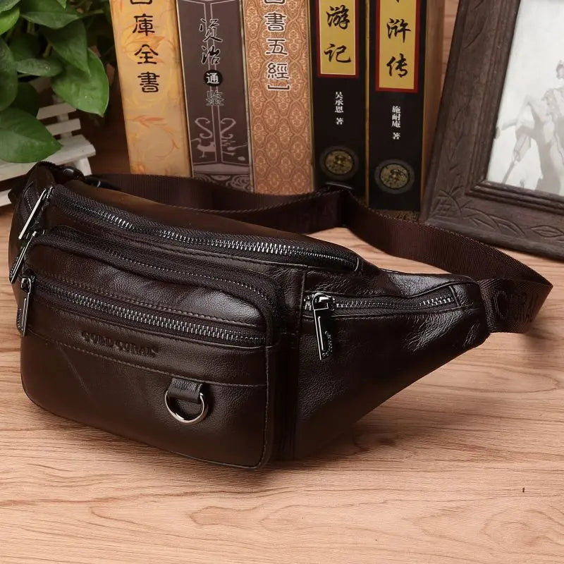Noxord | Genuine Cowhide Leather Waist Bag for Men – Large Capacity Fanny Pack, Belt & Crossbody Travel Bag