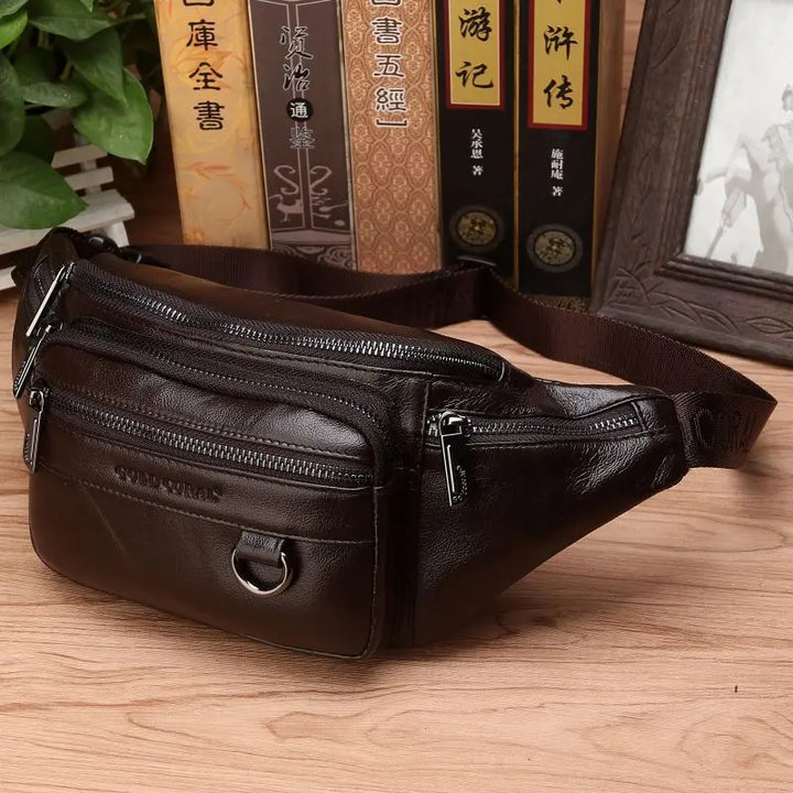 Noxord | Genuine Cowhide Leather Waist Bag for Men – Large Capacity Fanny Pack, Belt & Crossbody Travel Bag