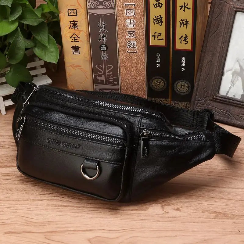 Noxord | Genuine Cowhide Leather Waist Bag for Men – Large Capacity Fanny Pack, Belt & Crossbody Travel Bag