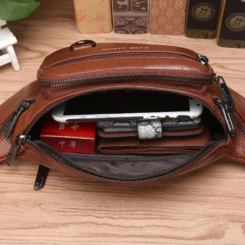 Noxord | Genuine Cowhide Leather Waist Bag for Men – Large Capacity Fanny Pack, Belt & Crossbody Travel Bag