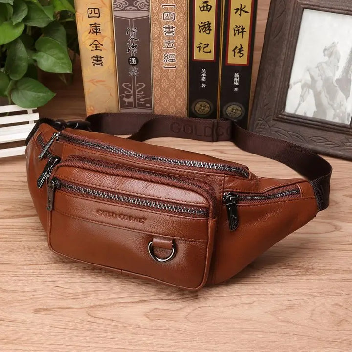 Noxord | Genuine Cowhide Leather Waist Bag for Men – Large Capacity Fanny Pack, Belt & Crossbody Travel Bag