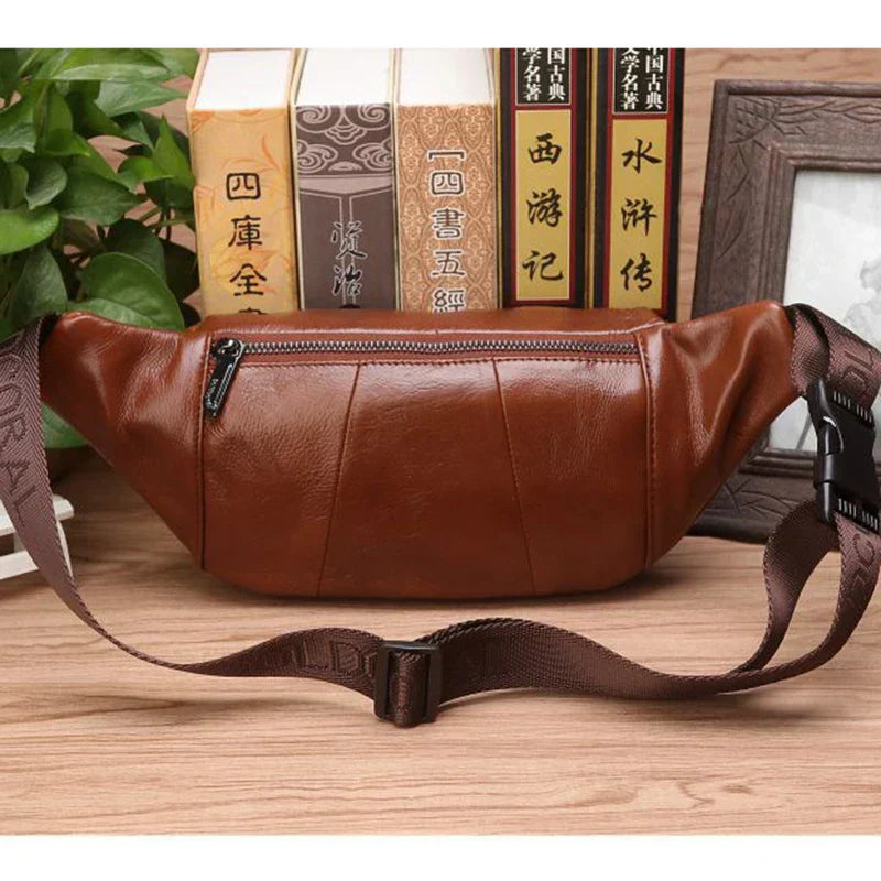 Noxord | Genuine Cowhide Leather Waist Bag for Men – Large Capacity Fanny Pack, Belt & Crossbody Travel Bag