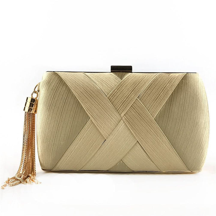 Kalsten | Bellavine Satin Evening Clutch | Luxurious Tassel Handbag for Weddings, Galas, and Elegant Evenings