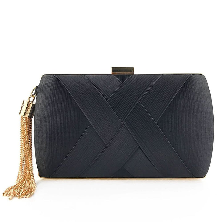 Kalsten | Bellavine Satin Evening Clutch | Luxurious Tassel Handbag for Weddings, Galas, and Elegant Evenings