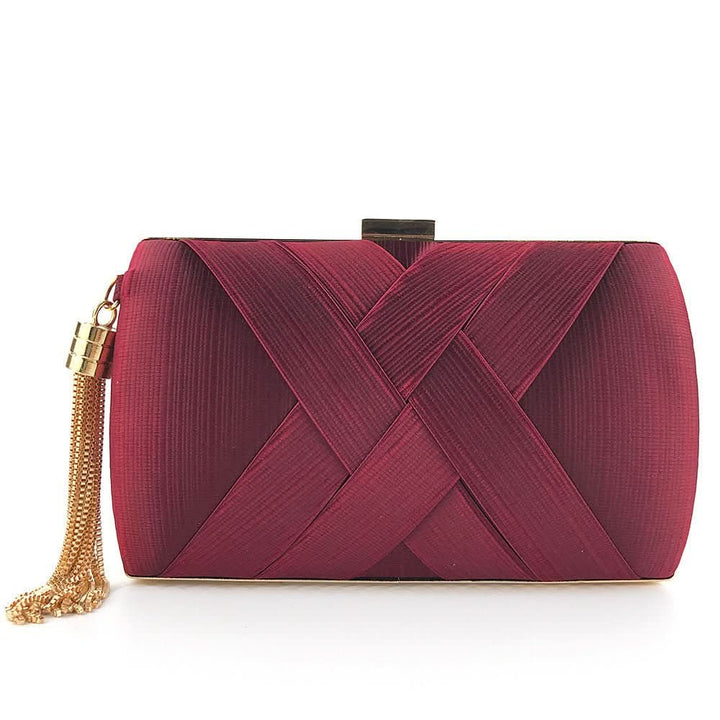 Kalsten | Bellavine Satin Evening Clutch | Luxurious Tassel Handbag for Weddings, Galas, and Elegant Evenings