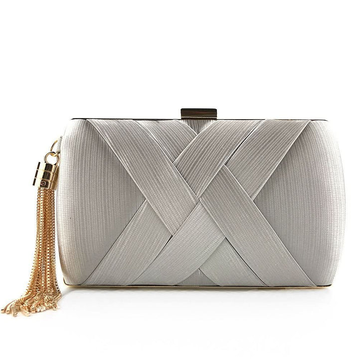Kalsten | Bellavine Satin Evening Clutch | Luxurious Tassel Handbag for Weddings, Galas, and Elegant Evenings