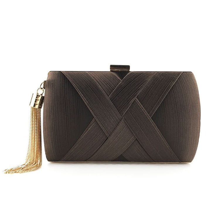 Kalsten | Bellavine Satin Evening Clutch | Luxurious Tassel Handbag for Weddings, Galas, and Elegant Evenings