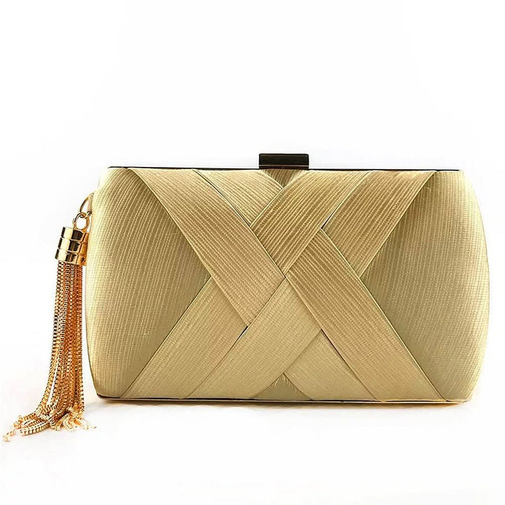 Kalsten | Bellavine Satin Evening Clutch | Luxurious Tassel Handbag for Weddings, Galas, and Elegant Evenings