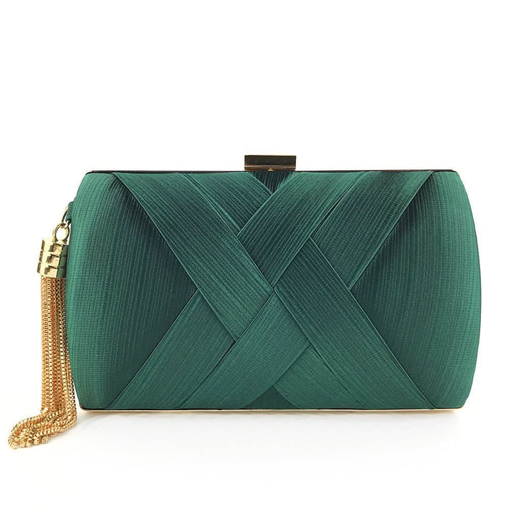 Kalsten | Bellavine Satin Evening Clutch | Luxurious Tassel Handbag for Weddings, Galas, and Elegant Evenings