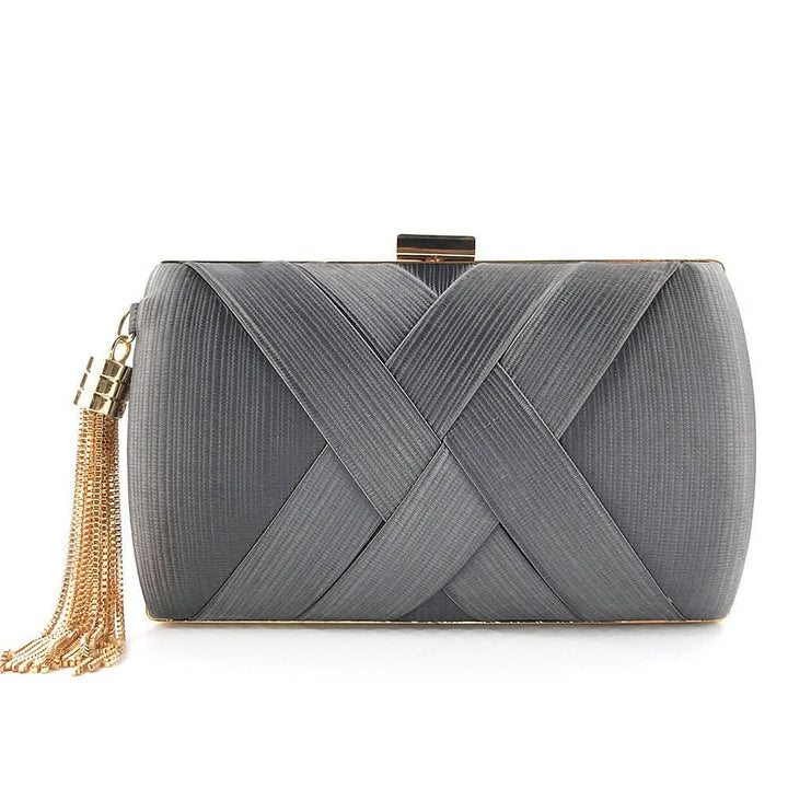 Kalsten | Bellavine Satin Evening Clutch | Luxurious Tassel Handbag for Weddings, Galas, and Elegant Evenings