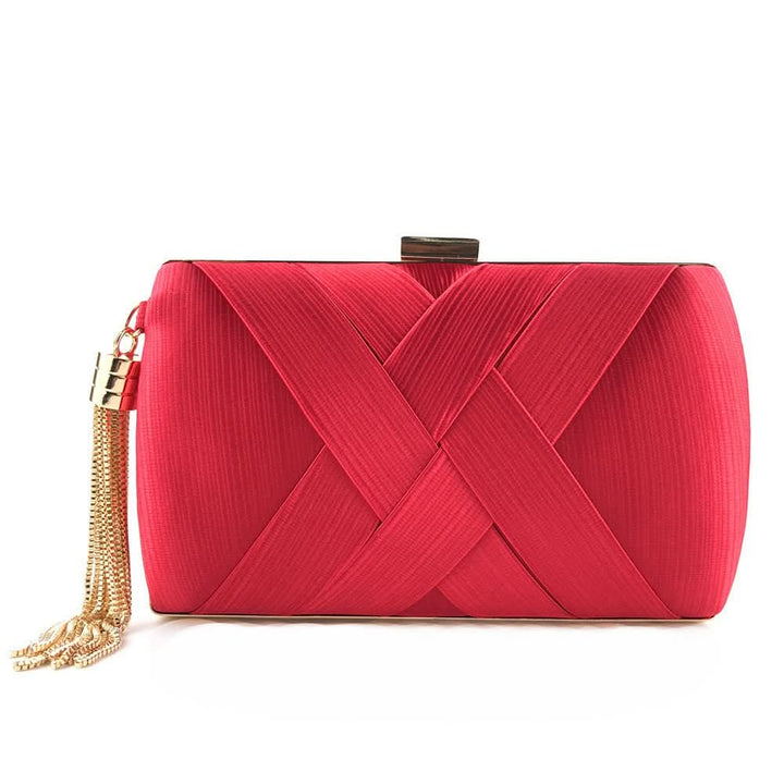Kalsten | Bellavine Satin Evening Clutch | Luxurious Tassel Handbag for Weddings, Galas, and Elegant Evenings