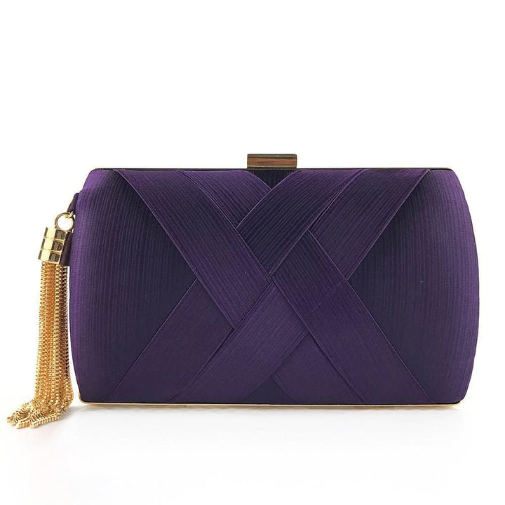 Kalsten | Bellavine Satin Evening Clutch | Luxurious Tassel Handbag for Weddings, Galas, and Elegant Evenings