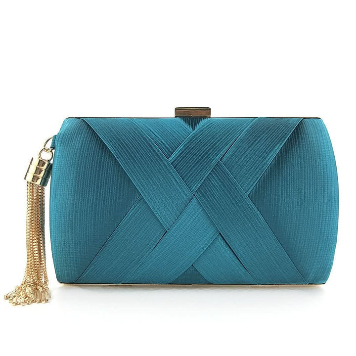 Kalsten | Bellavine Satin Evening Clutch | Luxurious Tassel Handbag for Weddings, Galas, and Elegant Evenings