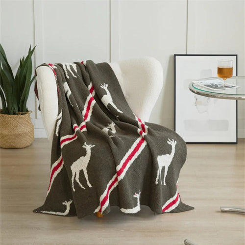 Luxurious Deer-Inspired Throw Blanket – Soft Microfiber Blend, 47x59, Breathable and Durable for Home or Travel